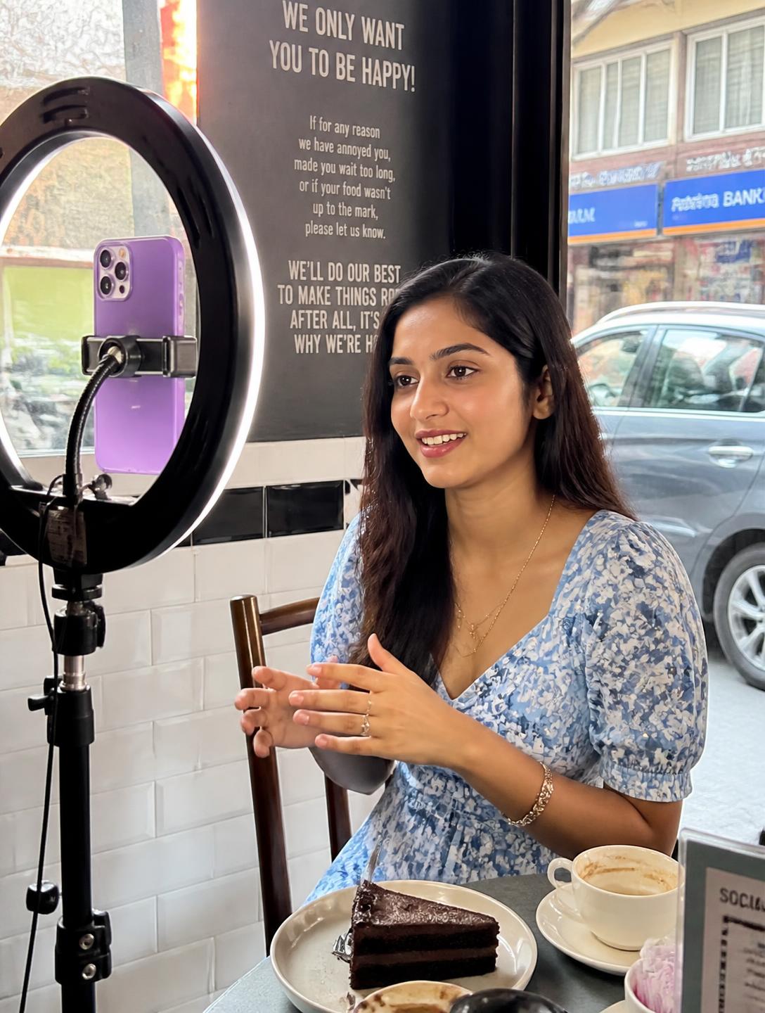 Creator shooting short form content on location