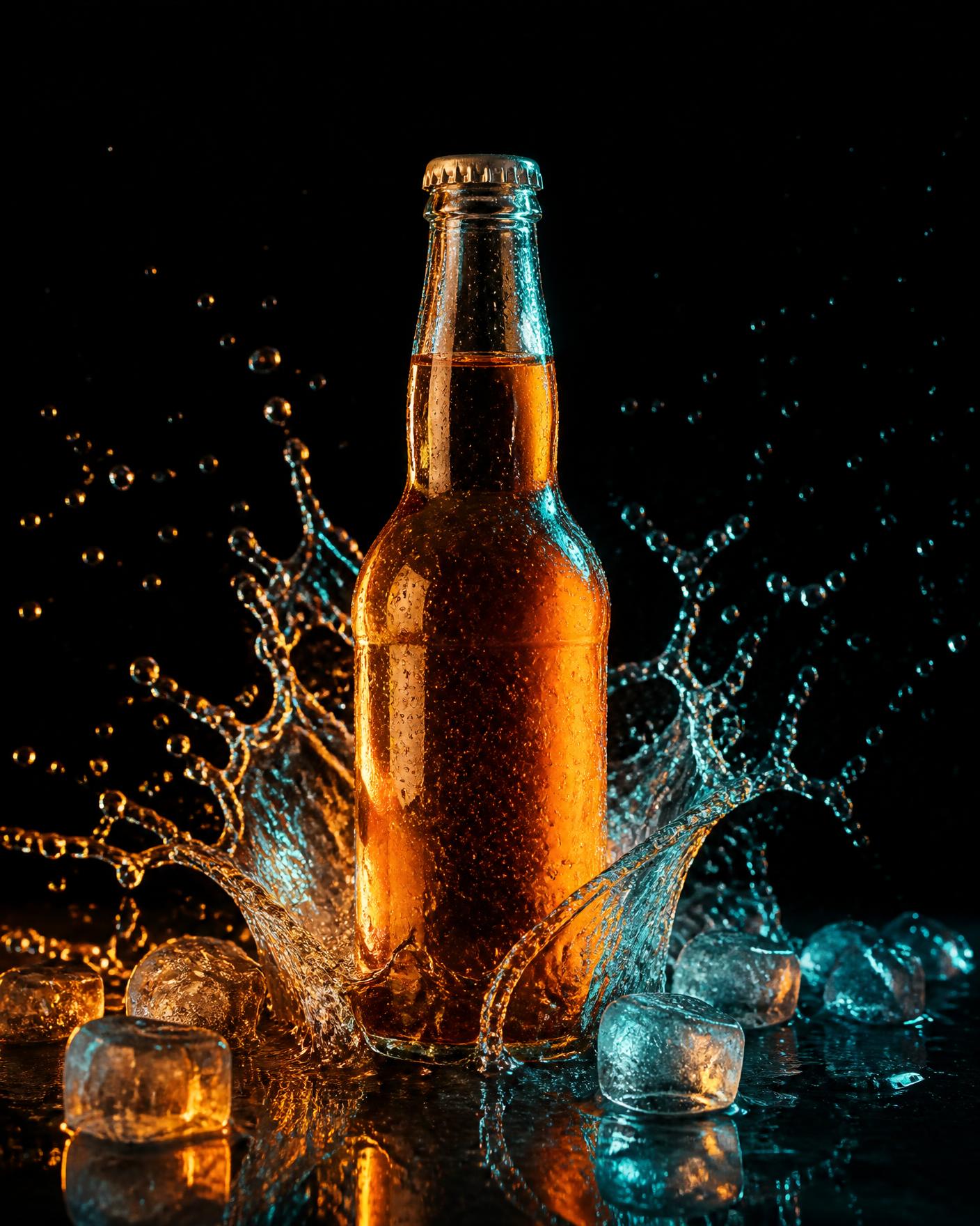 Product splash frame shot vertically in studio